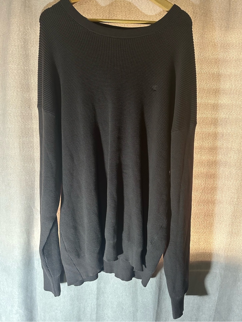 Rare New Smooth Cotton Waffle Crewneck Sweater Mocha Men’s XXL Calvin Klein